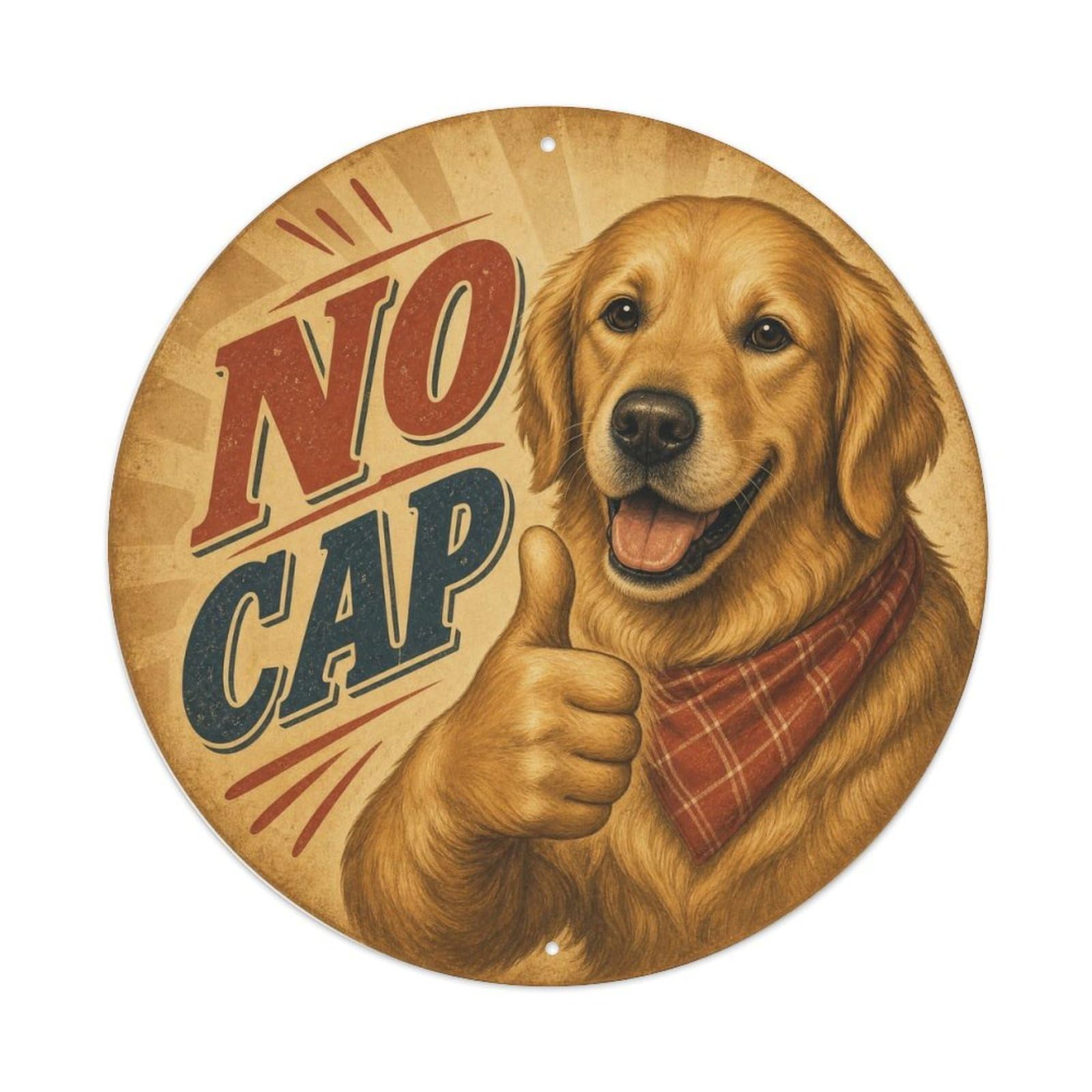 Dog Animal Humor Cute Pet Pop Style Quirky Vintage Metal Tin Sign Plaque Wall Decor for Cafe, Man Cave, Club Bar, Office, Home Garden Round Metal Poster 8x8Inch