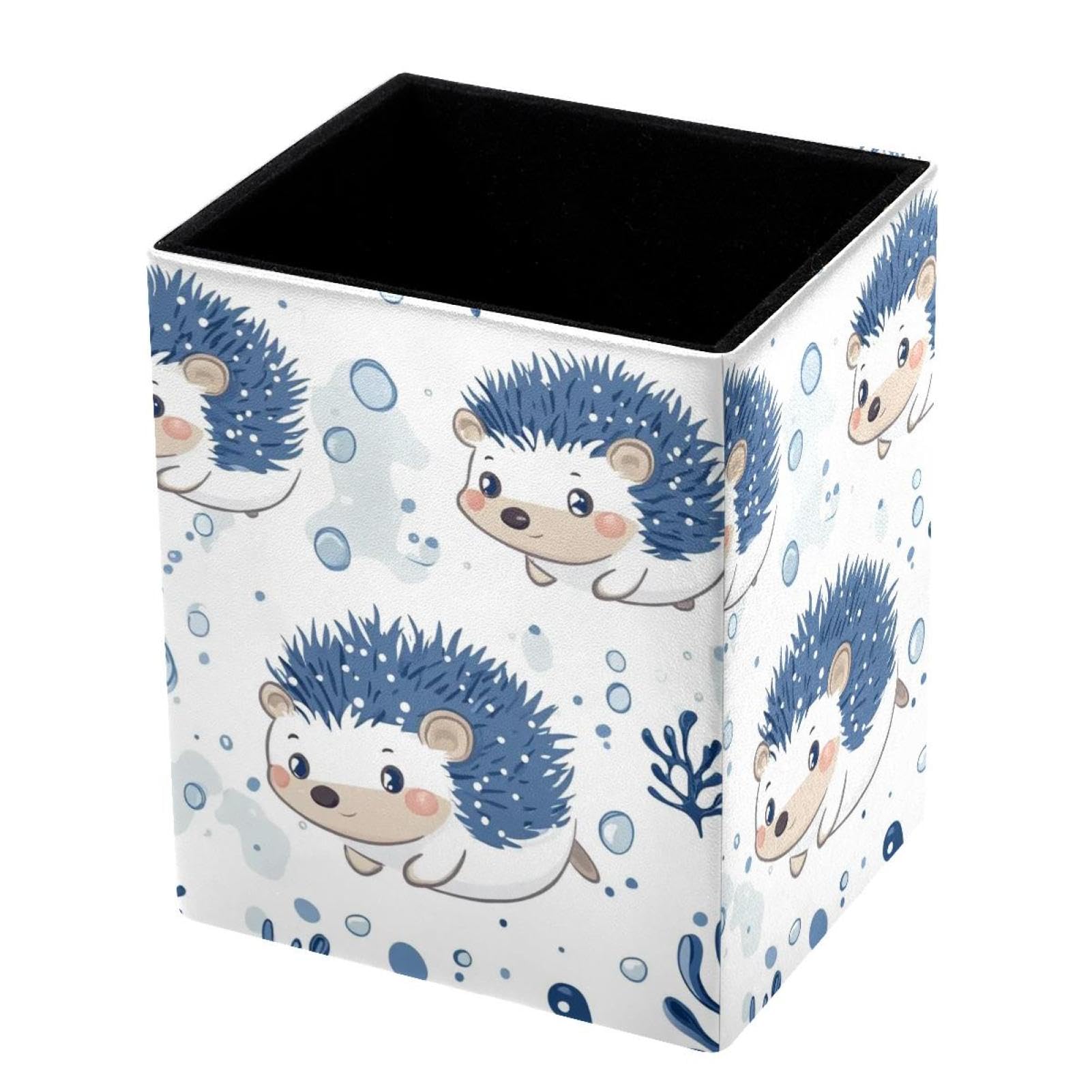 VAPOKF Pencil Holders for Desk, Cute Hedgehog Printed Pen Holders Pen Pot Makeup Brushes Storage Desktop Stationery Supplies Organiser for Home Office