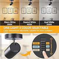 Vista 2 de VANoopee 3-Color Dimmable Ceiling Spotlight Flush Mount Adjustable Spotlight Directional LED Spot Lights Indoor Bright Accent Monopoint Fixture for