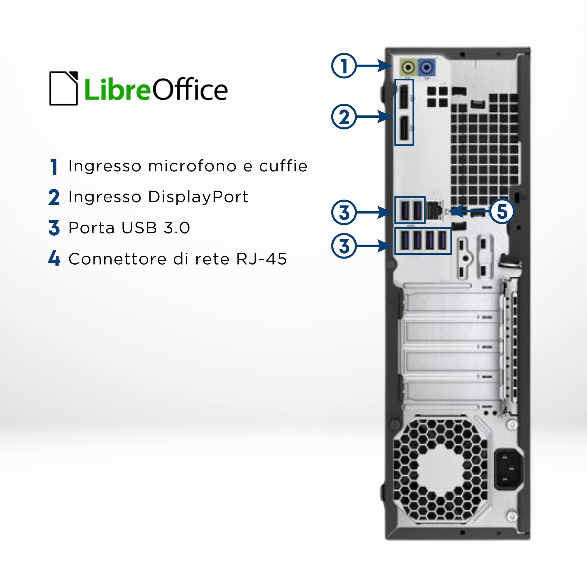 HP 600 G3 - Pc Desktop SFF Pronto All'Uso - Computer Pc Fisso Intel i5-6500 3.20 GHz - Ram 8Gb, SSD 256Gb - Wi-FI, Libre Office (Ricondizionato)