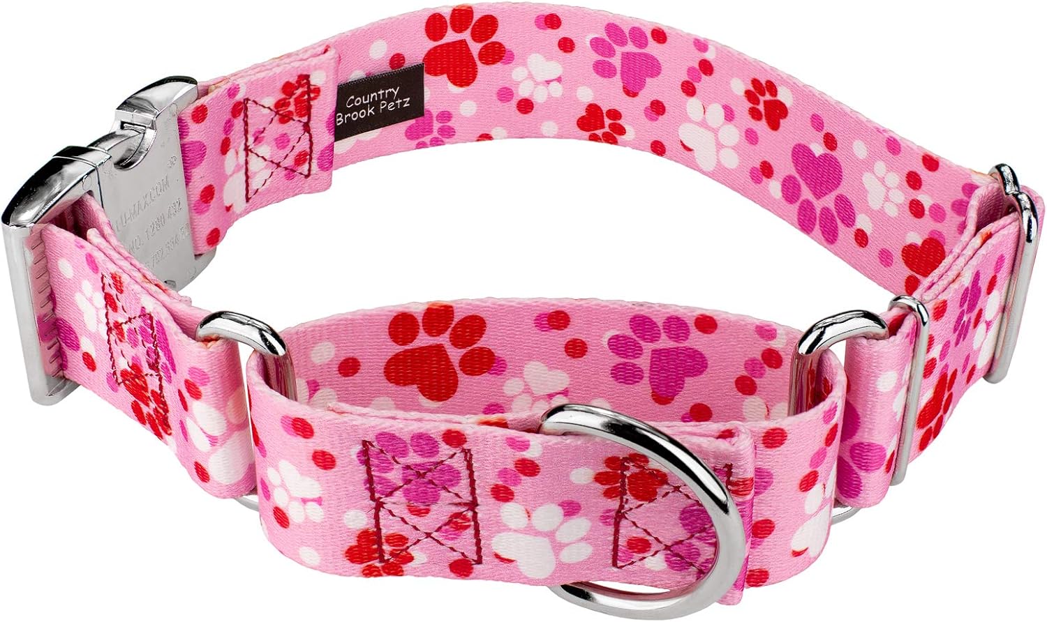 Country Brook Petz - HossFit Jr Wide Martingale with Premium Buckle - Affection Collection Featuring Designs You'll Adore (Puppy Love, Extra Large)