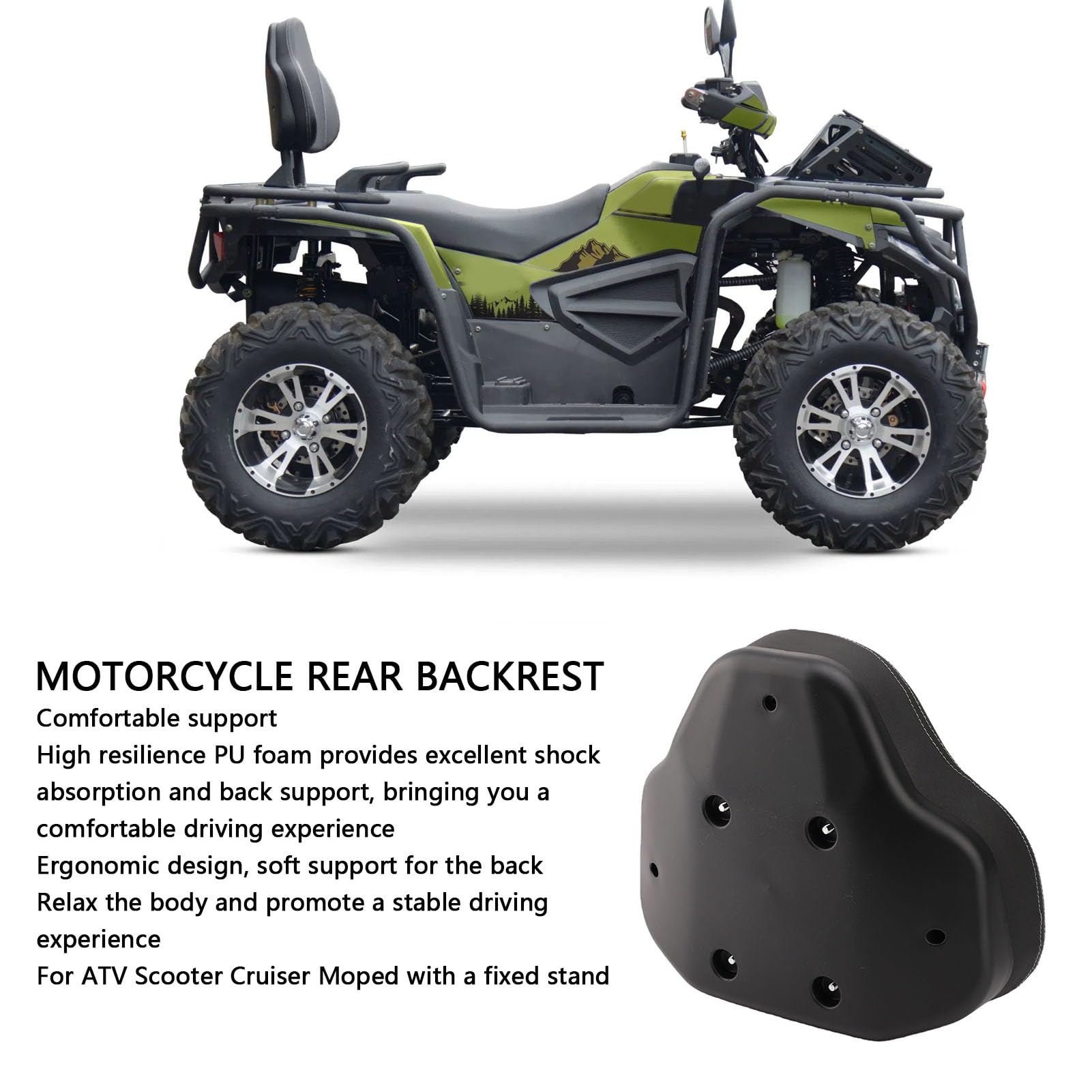 Luocute Wsparcie Pleców Pasażera Motocykla, Uniwersalne do ATV Skuterów | Wysokiej Jakości Pianka PU o Dużym Odbiciu, Ergonomicznym Zakrzywionym Wsparciu, Kompatybilna z Cruiserami, Skuterami,