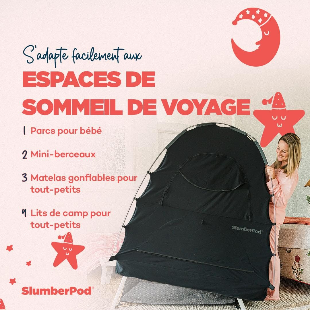 SlumberPod Nacelle d'intimité Portable Pod Auvent occultant Housse de Berceau, Espace de Couchage pour âge 4 Mois et Plus avec Pochette Moniteur et Fermeture éclair, Housse occultante, Auvent de