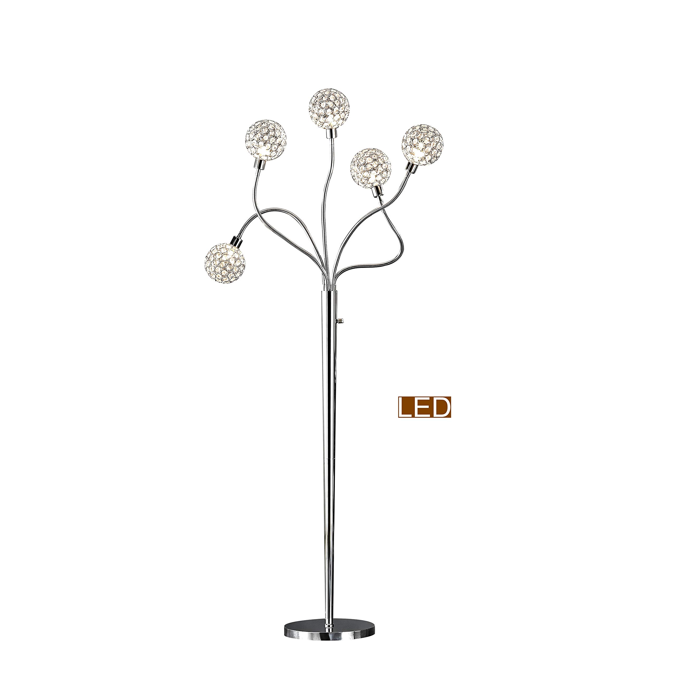 Artiva USA Soho II LED 5-Light Crystal Balls Floor Lamp with Dimmer