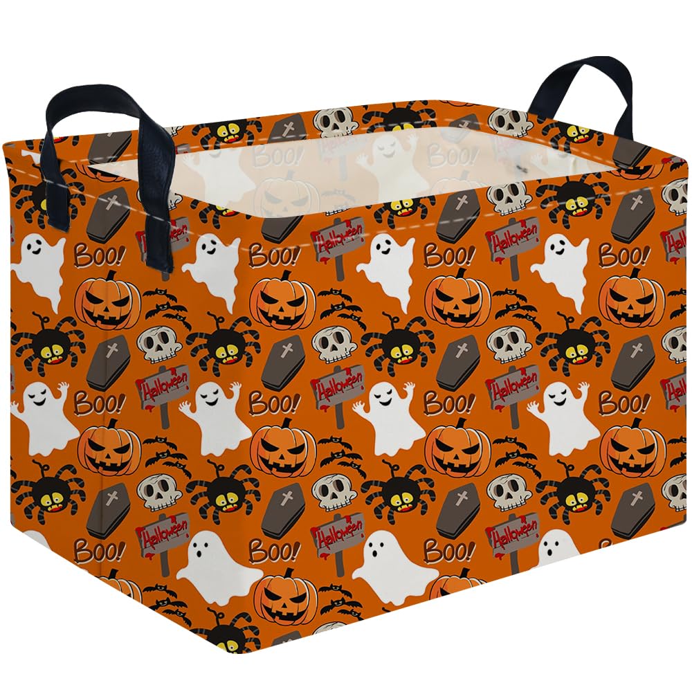 Halloween Ghost thriller basket,Empty Halloween basket,Horror and thriller decor,Trick or Treat Box for Boys and Girls,Horror decor(Spider ghost)