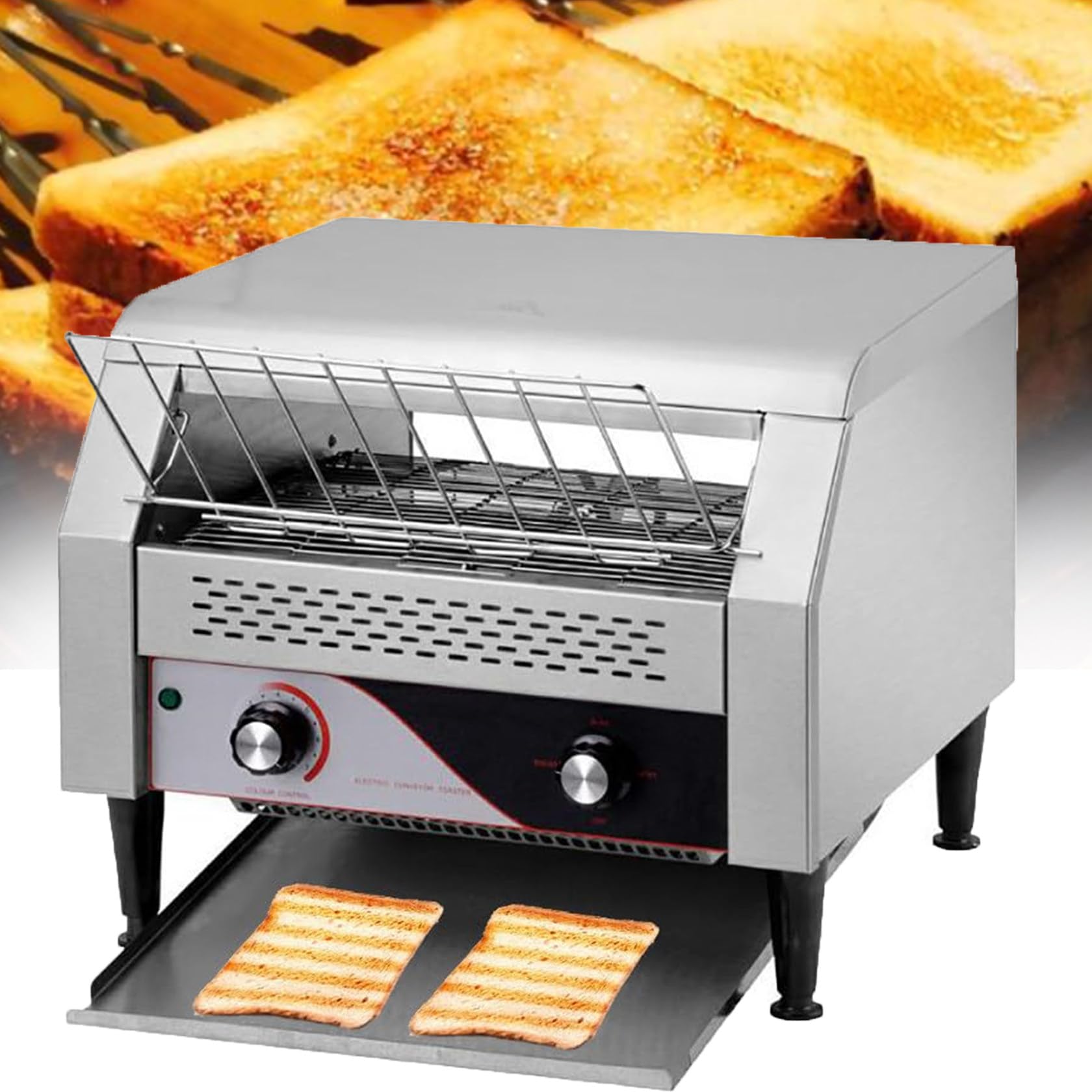 Tostadora comercial con tubos de calefacción dobles, diseño deslizante de alta capacidad para restaurantes y hogares, tostado eficiente para pan y bagels