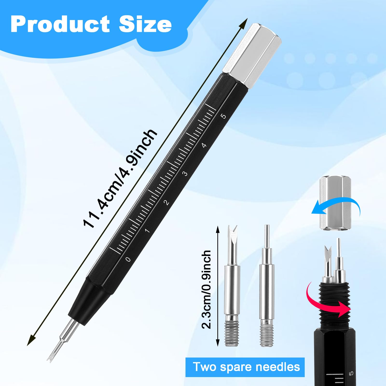 KFHENSOMR 2pcs Watch Band Pins Tool, Professional Stainless Steel Spring Bar Tool, Watches Strap Link Pin Pusher with Scale, Watches Band Link Removal Kit for Adjust Remove Replace Watch Straps