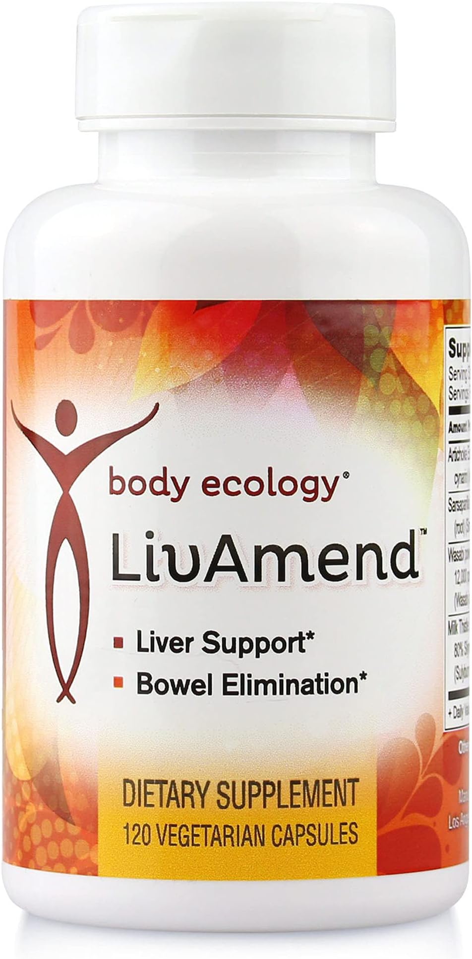 Body Ecology LivAmend | Liver Supplement | Milk Thistle and Artichoke | Aids in Healthy Liver and Improves Bowel Elimination | 120 Vegetarian Count