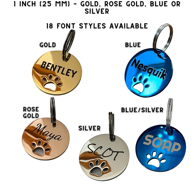 Foto 5 de 5 de UNIKTAG Medalla para perros personalizada 25 mm (1 inch) - Medalla de acero inoxidable grabada