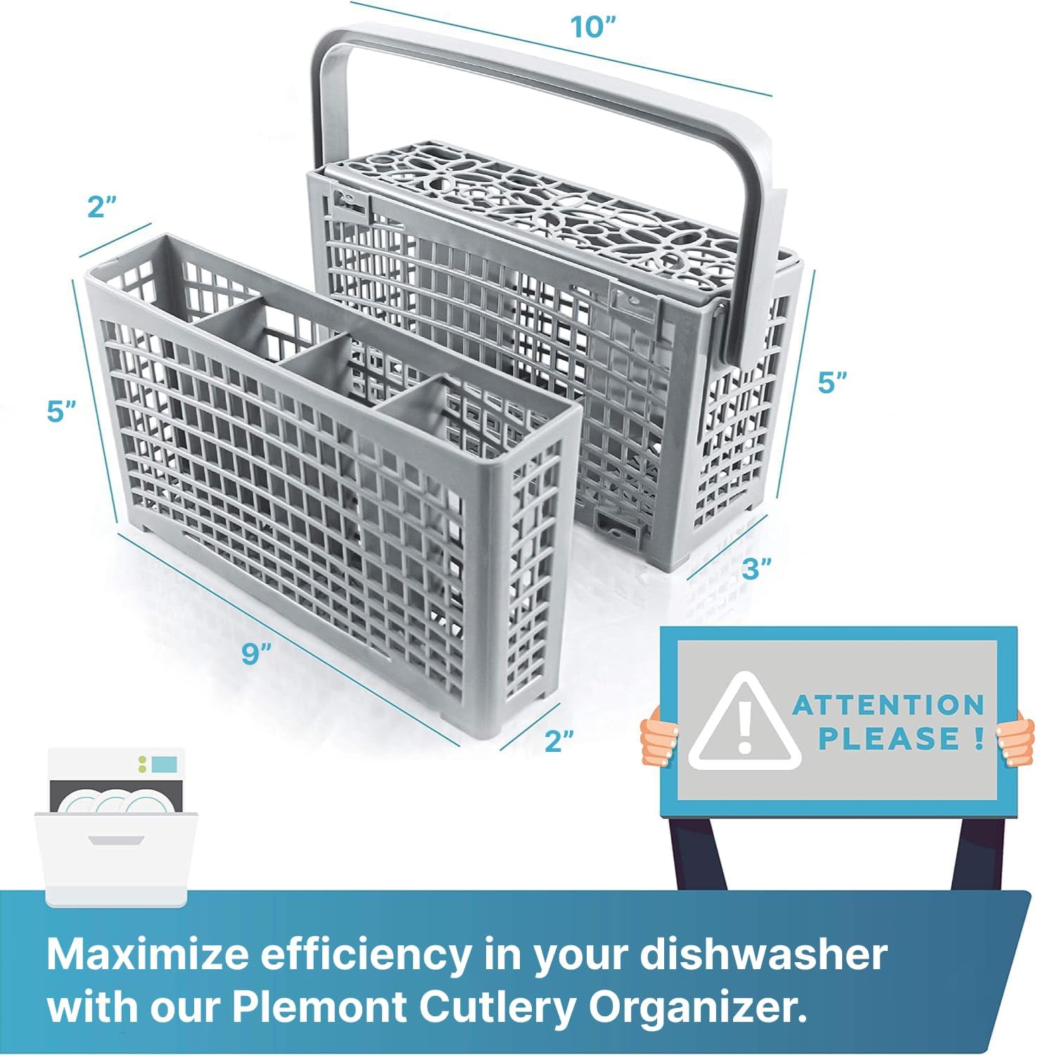 Original Dishwasher Cutlery Basket | 9x3.5x2in | Silverware Basket with Heat-Resistant Plastic