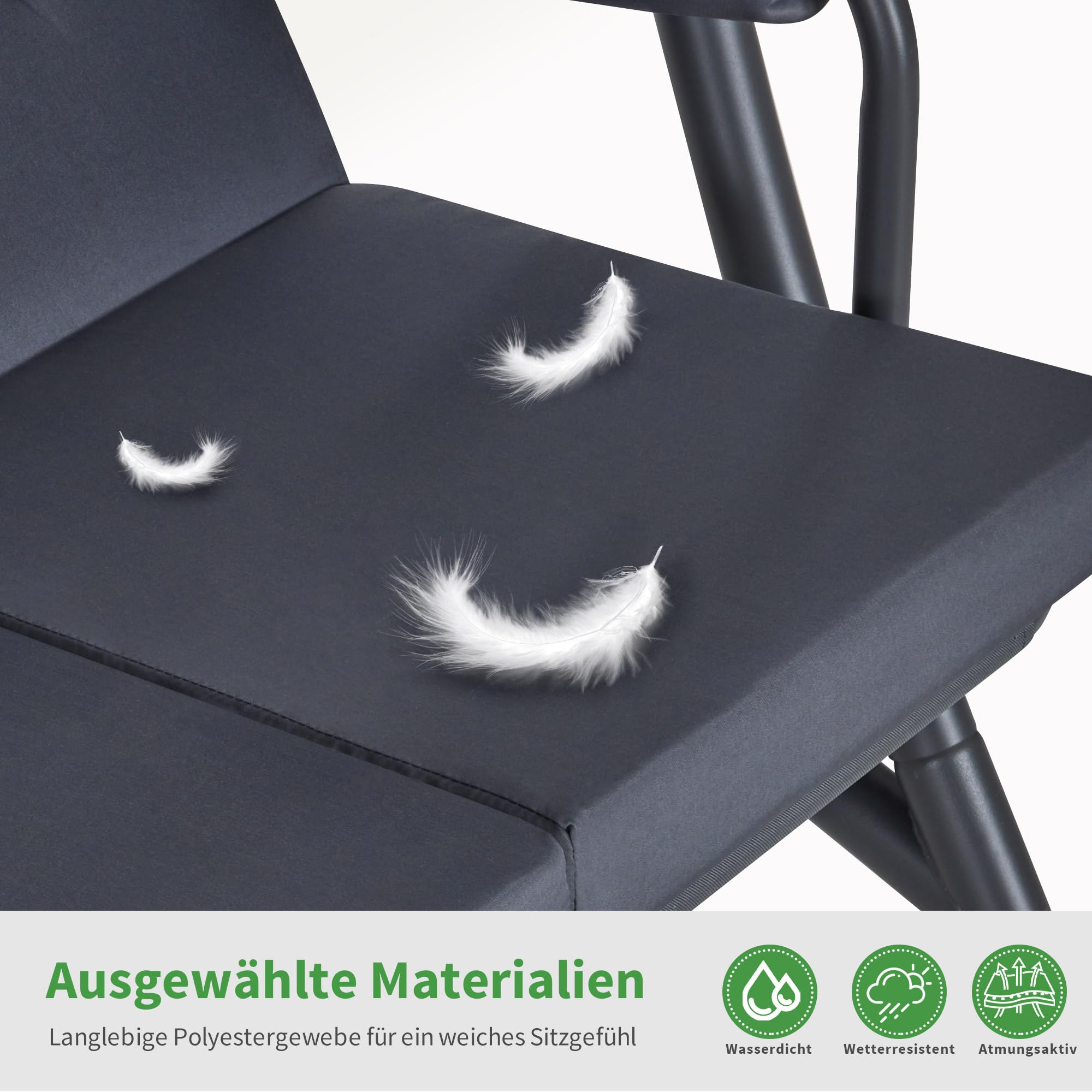 M MCombo 3-Sitzer Hollywoodschaukel mit Liegefunktion, Schaukelbank Outdoor Wetterfest, 3 Extradickem Sitzkissen & Silent-Haken, Gartenschaukel bis 300kg Belastbar, 4025 (grau)