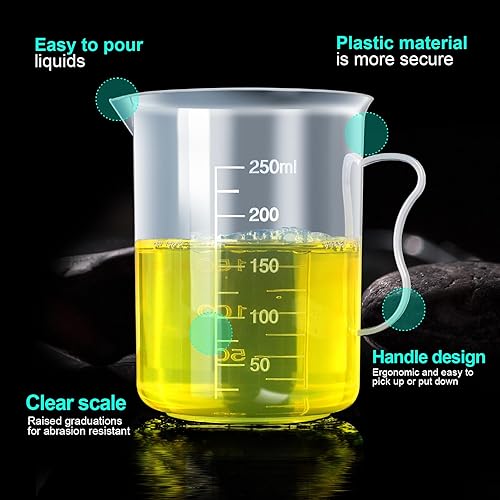 Miniatura 4 de Teenitor Cilindros graduados de plástico vasos de plástico, 5 cilindros graduados de plástico de 0.3 fl oz, 0.8 fl oz, 1.7 fl oz, 3.4 fl oz, 8.5 fl