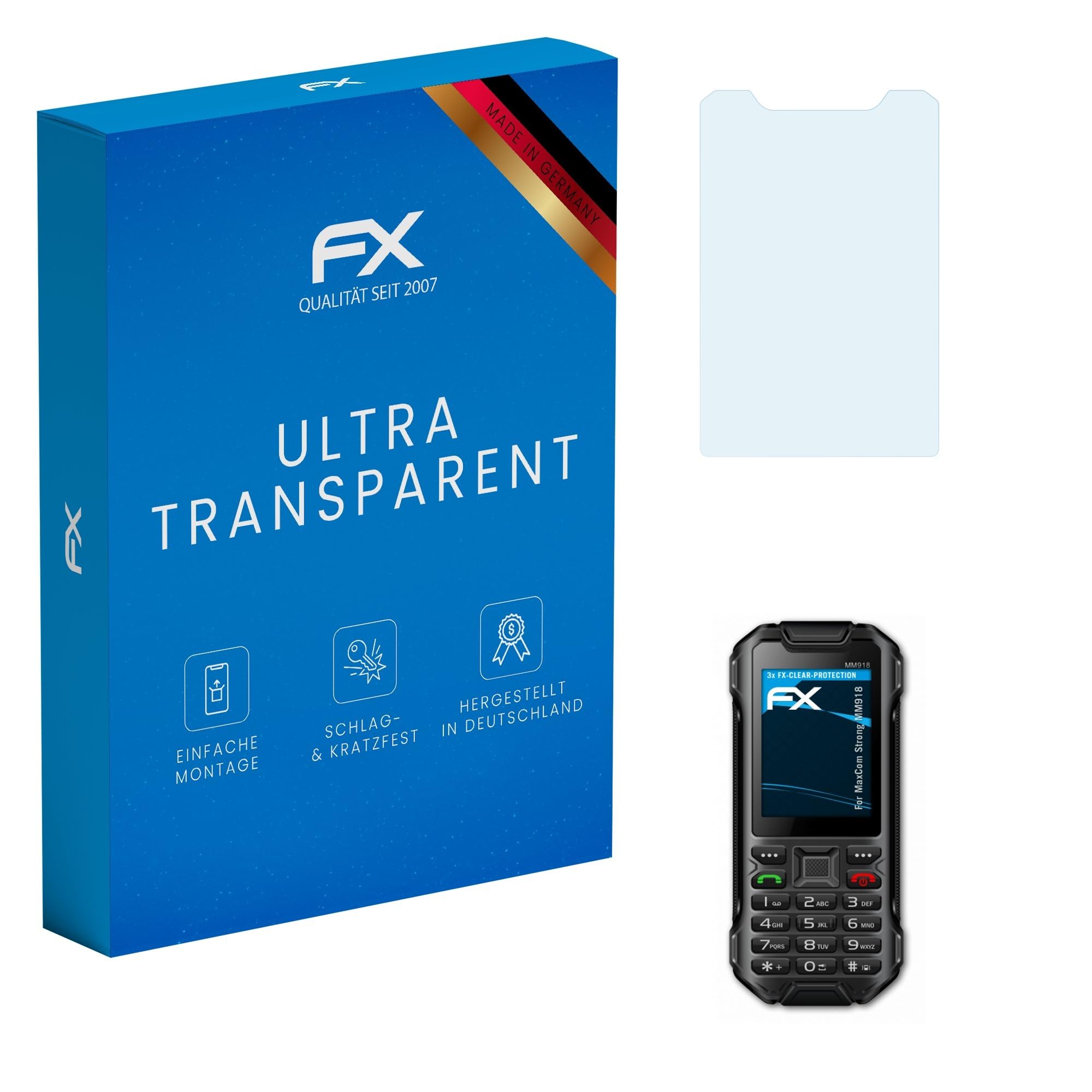 atFoliX Film Protection d'écran compatible avec MaxCom Strong MM918 Protecteur d'écran, ultra-clair FX Écran protecteur (3X)