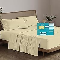 Vista 13 de Thread Spread - Juego de sábanas de 100% algodón egipcio con tejido de satén de 800 hilos de la colección Exotic Hotel, color blanco y marfil