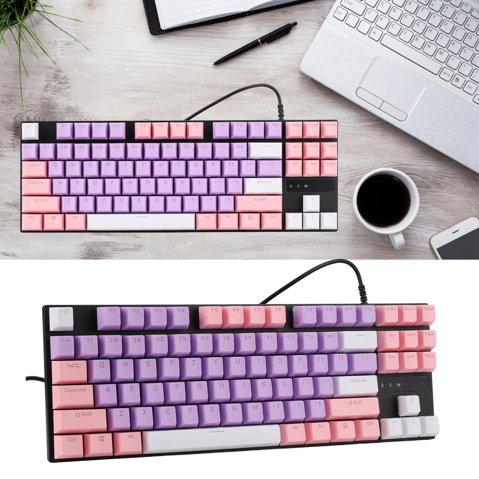 Cocoarm Klawiatura Mechaniczna 87 Klawiszy, Przełączniki Blue Switch,