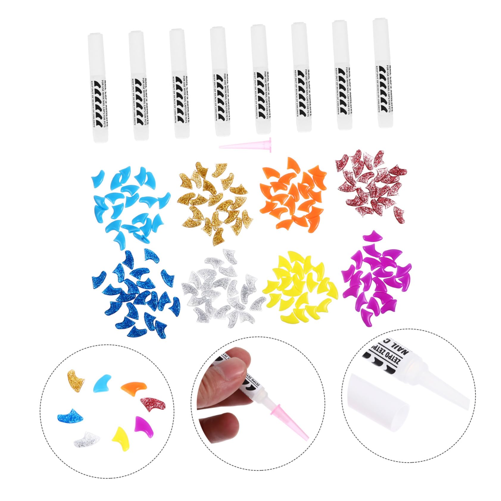 Toddmomy 480 Pcs Ensemble D'Ongles pour Animaux De Compagnie Protecteurs De Griffes De Chat Capuchons D'Ongles De Chaton Pattes De Chat Conseils D'Ongles De Chat Enveloppes D'Ongles Pattes