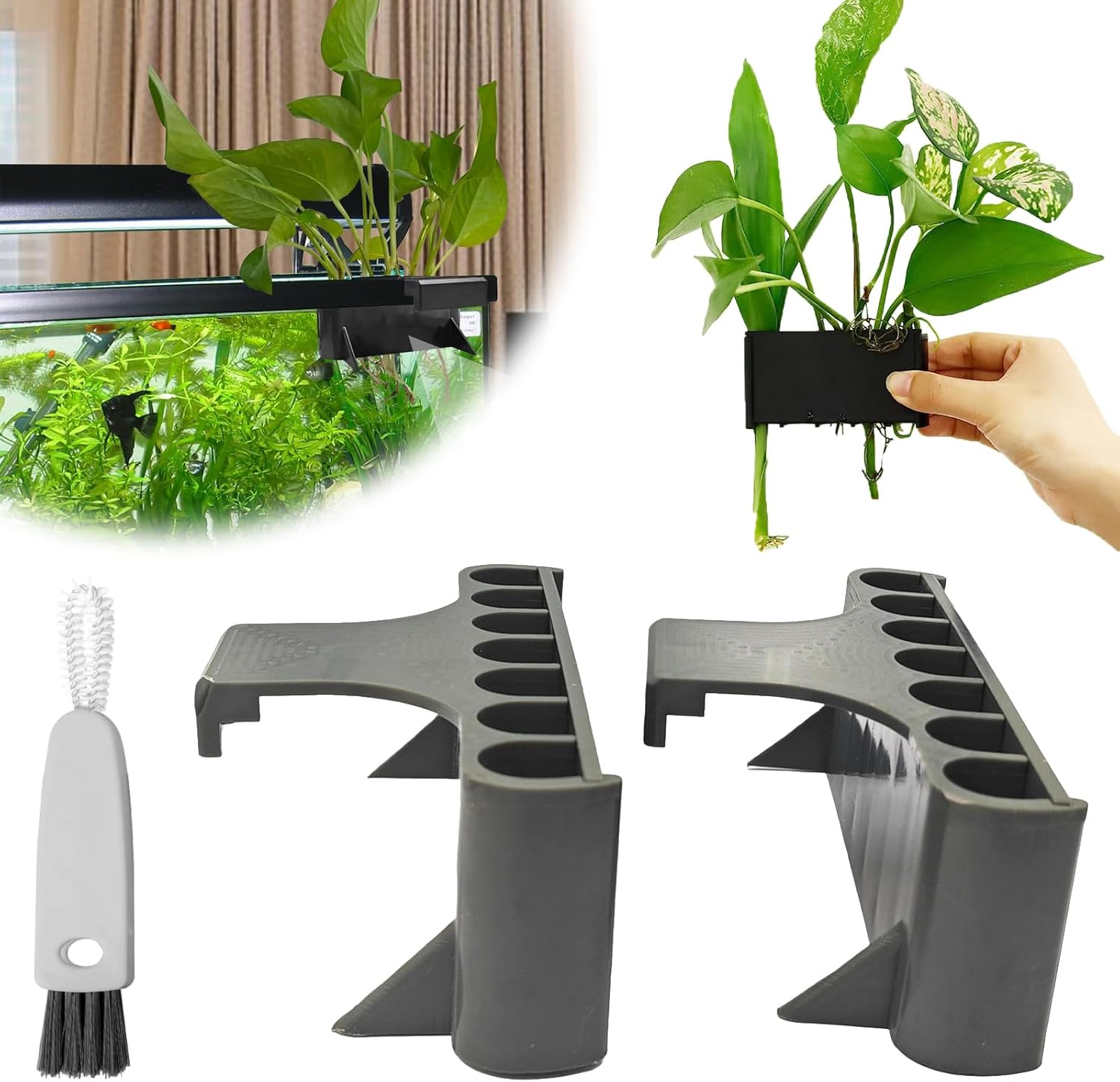 2PC 7 Holes Upgraded Aquarium Plant Hangers, Hanging