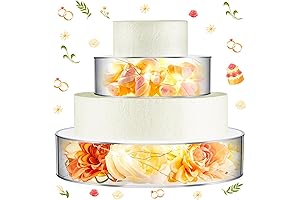 6 Pieces Acrylic Cake Stand Set with Fairy Lights and Foam Cake Dummies