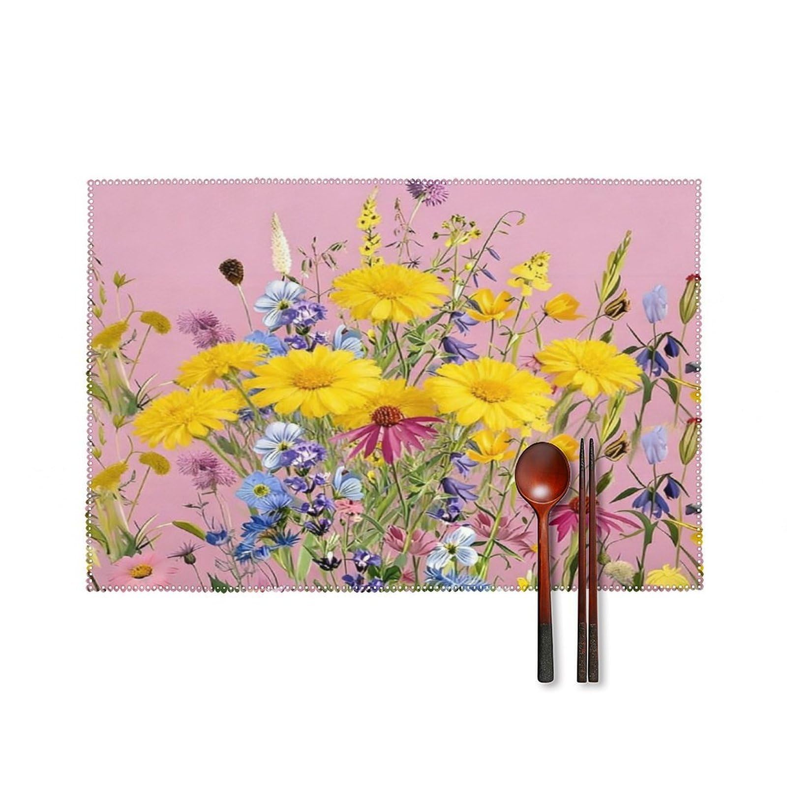 Fodpand Style Central Bouquet Of Yellow Daisies Placemats Set Of 4 Place Mats Table Mats