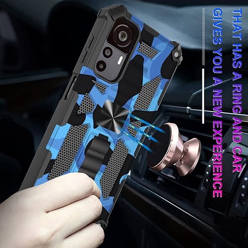 Miniatura 5 de CCSmall Funda de camuflaje para Xiaomi 12T Pro con soporte magnético, Redmi K50 Ultra, soporte de anillo giratorio de 360  incorporado Funda