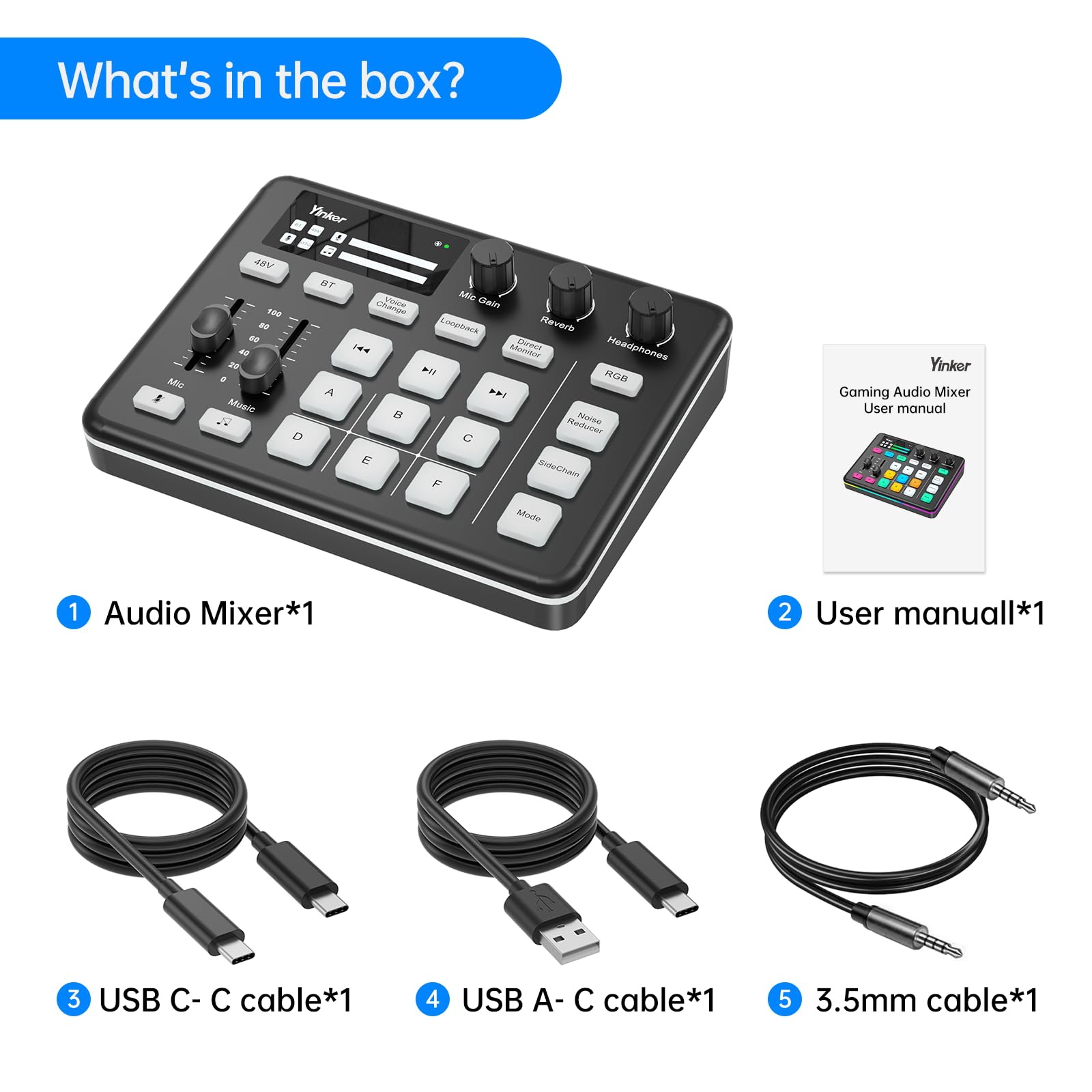 Gaming Audio Mixer Professioneller RGB Audio Soundmixer für Streamer und Content Creator 6 Benutzerdefinierter Sound