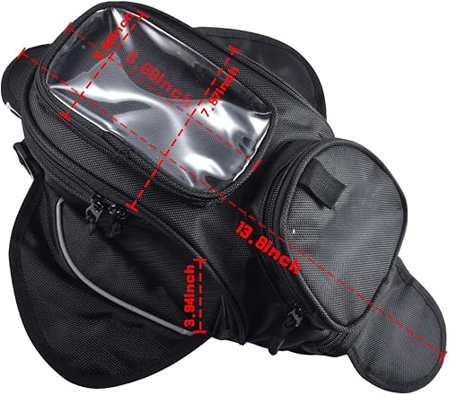 Miniatura 4 de KATUR Bolsa para tanque de combustible de gasolina para motocicleta, tela Oxford impermeable con fuerte bolsa magnética compatible con Harley Honda
