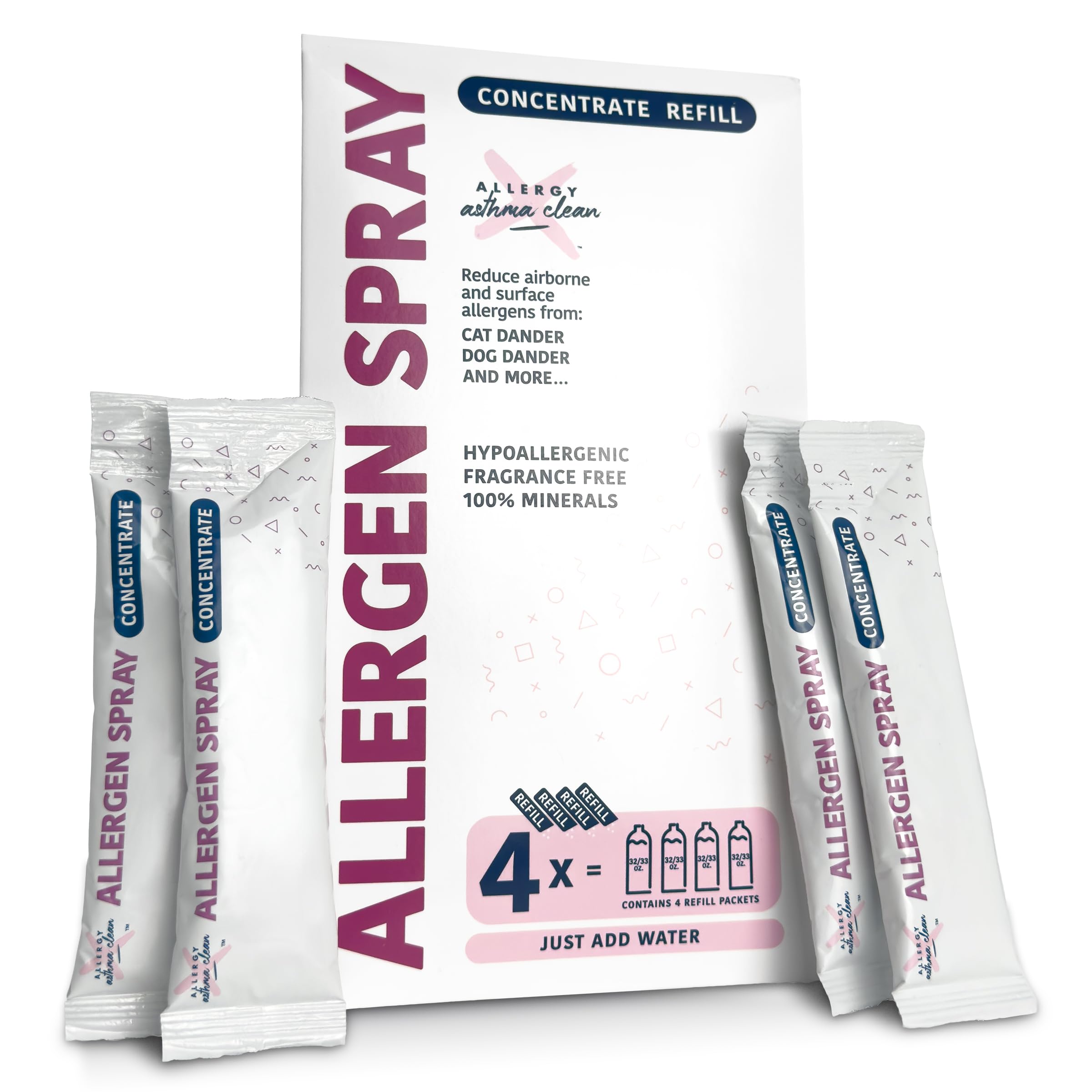 Allergen Spray Concentrate 4 Pack | Eco-Friendly Use Your Own Bottle | Over 128oz Total