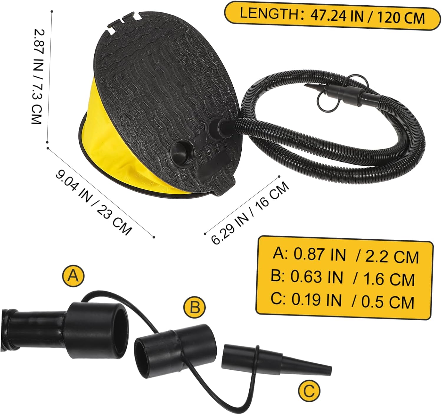 Foot Bellows Pump Valve Adapter Inflator for Air Mattress Camping Kayak Boat Portable Foot Operated Pump for Inflatable Beds Yoga Balls and Floating Mats Easy Inflation and