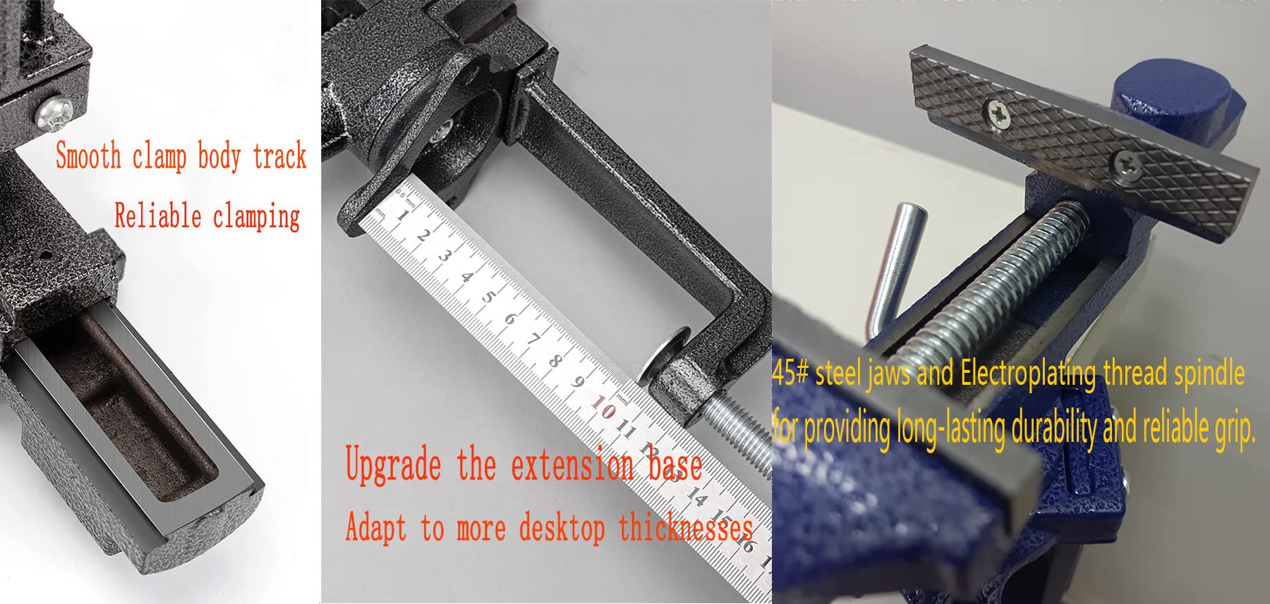 Jingqis 2-in-1 Dual-Purpose Combined Bench Vise Or Table Vise With End-locking Arrangement; Portable Universal Rotate 360° Work Clamp-On Vise, 2.5" Black - View #8