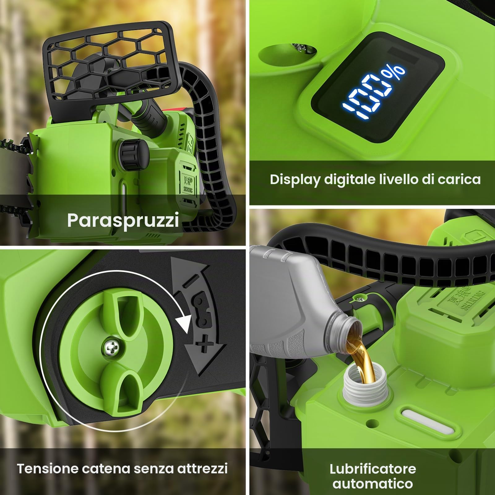 IERAKOR Motosega a Batteria, Motosega Elettrica Brushless 40 cm | 2200W, 2 Batterie 4.0Ah, Display LCD, Lubrificazione Automatica, Freno Catena, Fai da te, Sega Elettrica per Potatura