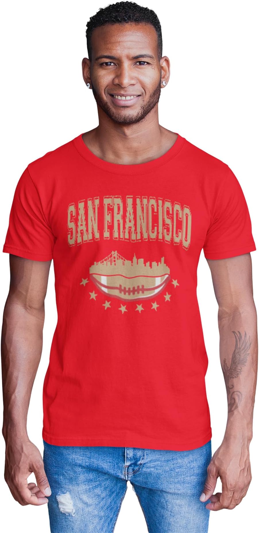 BROOKLYN VERTICAL Football Sports Fan T-Shirt Short Sleeve | Dallas, Green Bay, New England