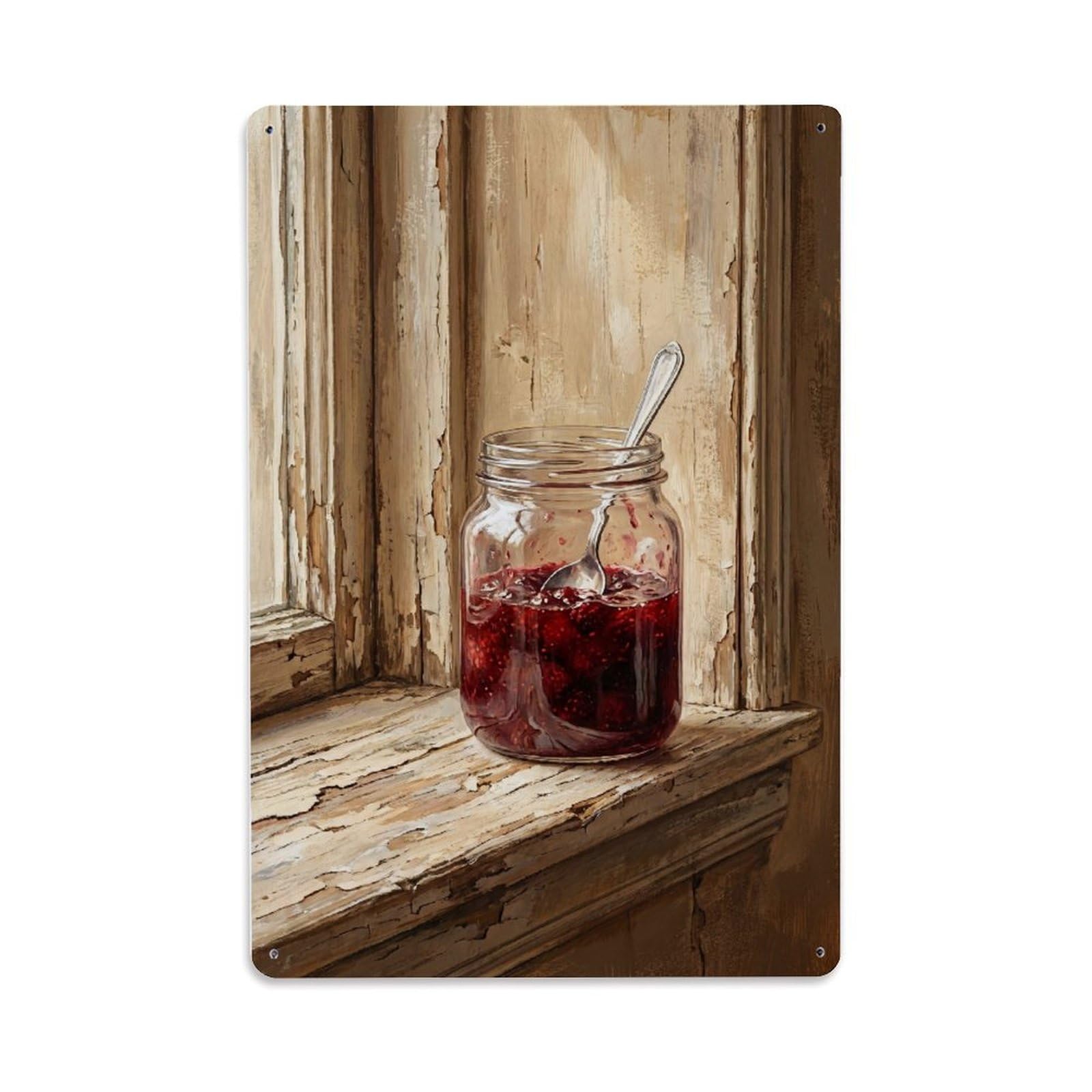 Fqnyr Style Jam Jar Windowsill Kitchen Metal Tin Sign Plaque Wall Decor For Cafe, Club Bar, Office, Home Garden Metal Poster 8X12inch