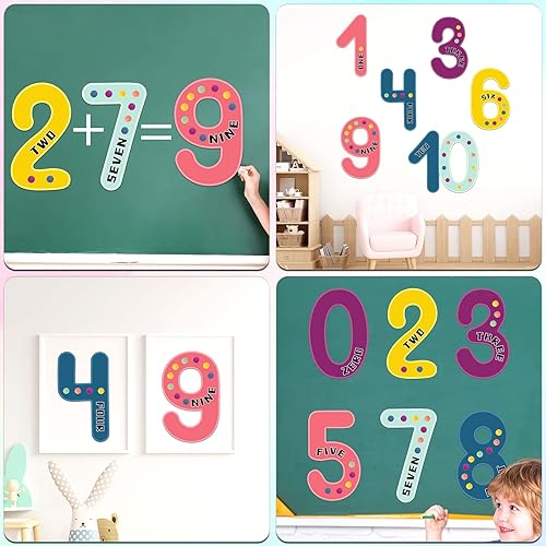 Miniatura 6 de Qyeahkj Tablón de anuncios de números gigantes, cálidos, bohemios, para aprendizaje educativo, carteles de matemáticas para niños pequeños, póster