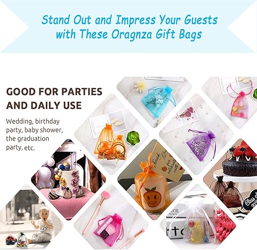 Miniatura 340 de Dealglad 100pcs Drawstring Organza bolsas de joyería caramelo para fiestas, casamientos, regalos Negro