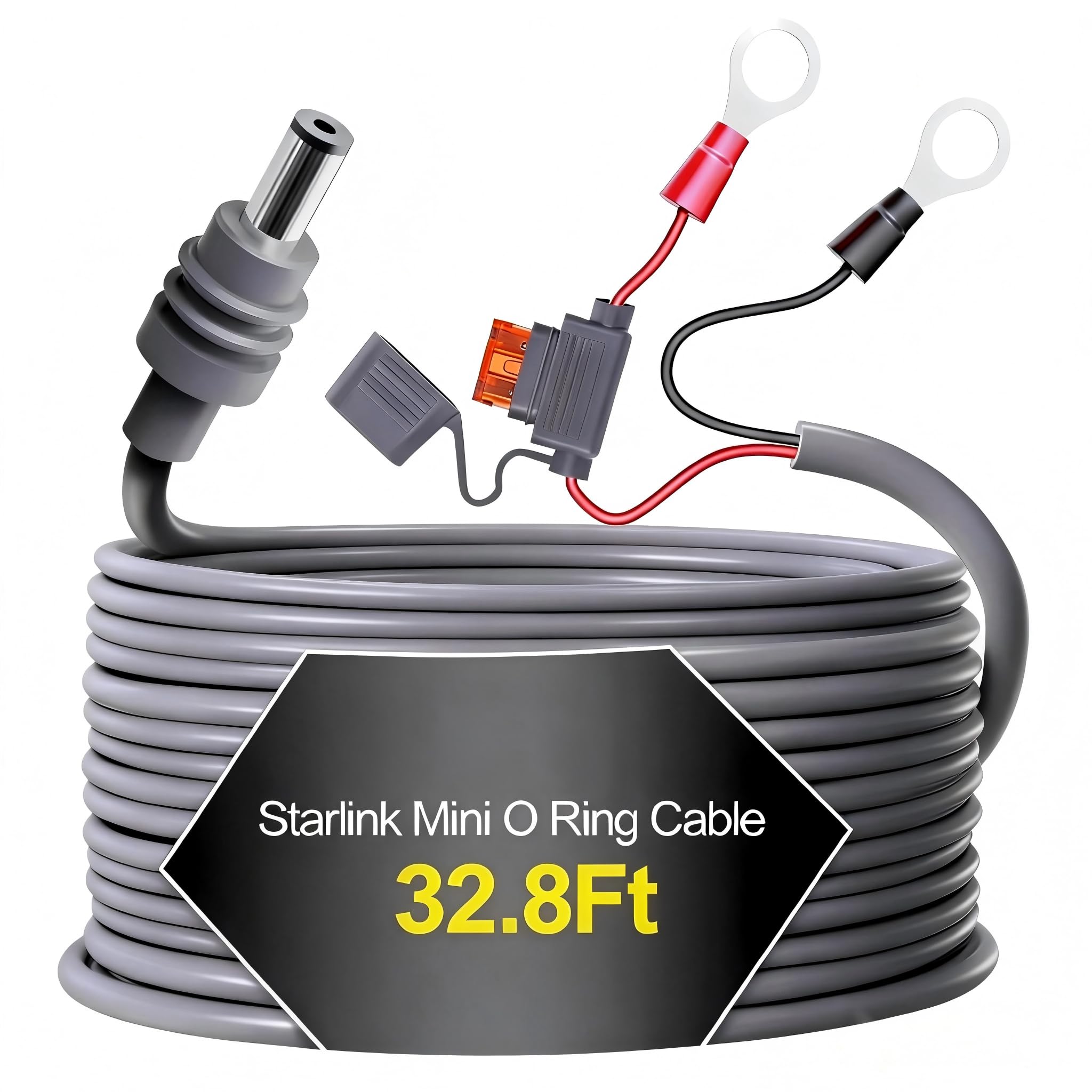 Starlink Mini kabel przedłużający DC 32,8 m, wodoodporny adapter konwertera zasilania, akcesoria zamienne żeńskie na O-ring, kompatybilny z adapterem do rur Starlink Mini i oryginalnym kablem