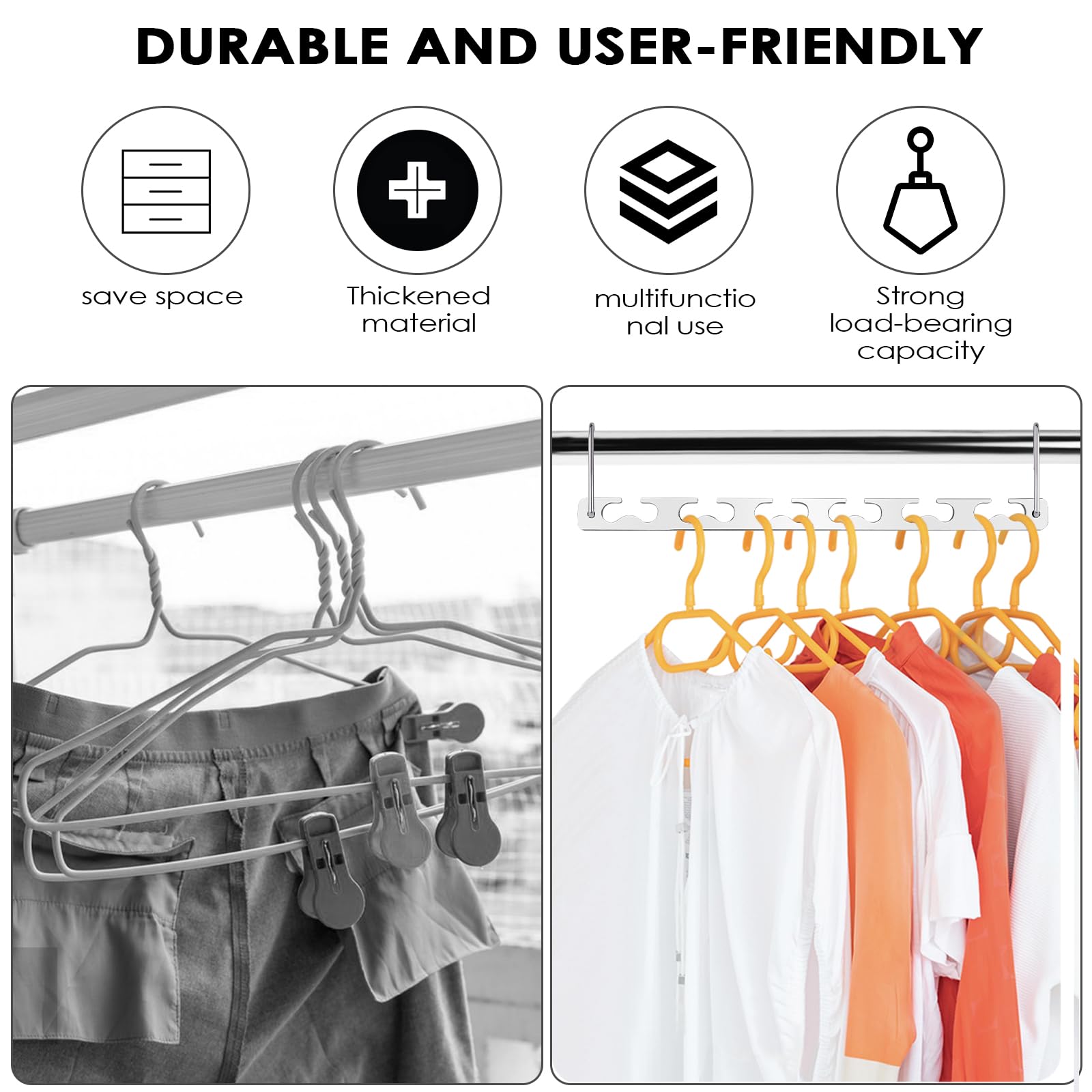 Grucce Salvaspazio Per Armadio - 8 Pezzi Multistrato Per Organizzazione - Foto 10