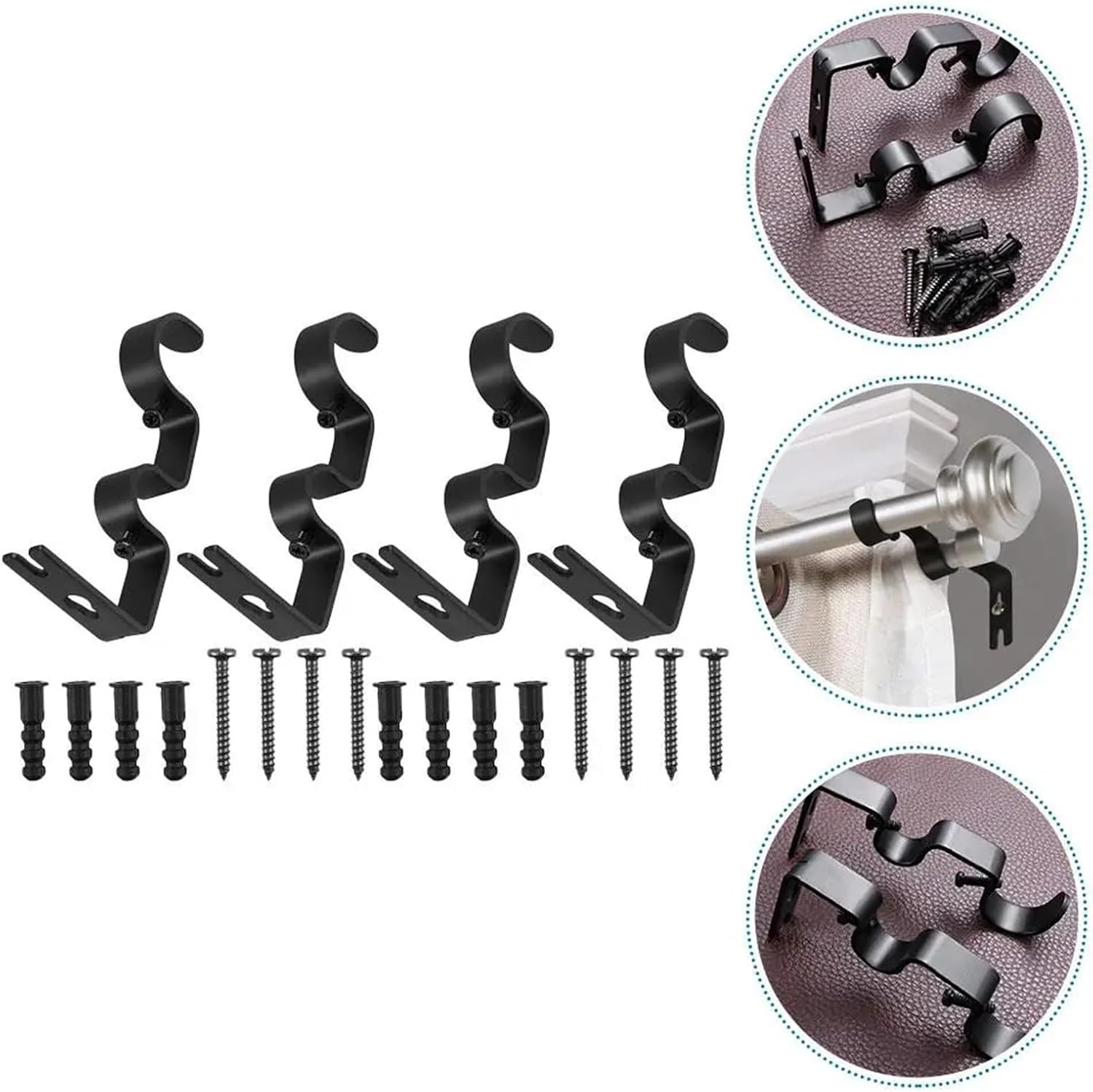 Curtain Rod Bracket 10pcs Curtain Rod Iron,Thickened Space Curtain Bracket,Gold Heavy Duty Wall Window Hardware Rod Holders Mount for Wall Mount