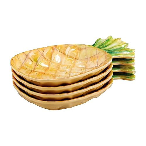 UP UPware Pineapple-Shaped Melamine Dessert Plates - Tropical Fruit Theme,
