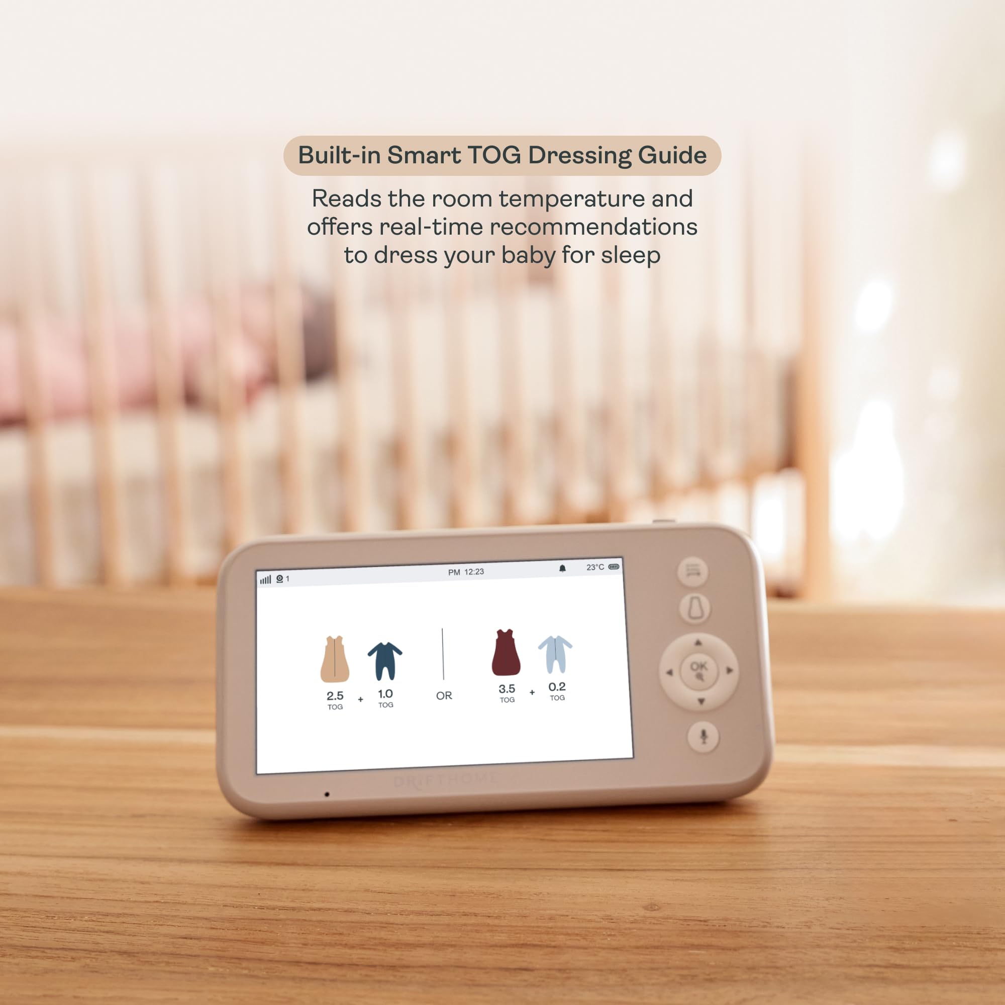 ergoPouch Drift Home Baby Monitor and Smart TOG Guide, Non-Wi-Fi Monitor with Sleep Tracking, Night Light - Image 3