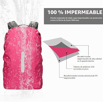 2 x Waterproof Backpack Covers (30-40L) with Reflective Band Rain Cover School Backpack Waterproof Case for Camping Hiking and Travelling