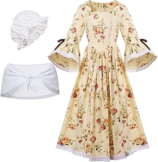 GRACEART Colonial Girls Dress Prairie Pioneer Costume 100% Cotton (5 Colors Option)