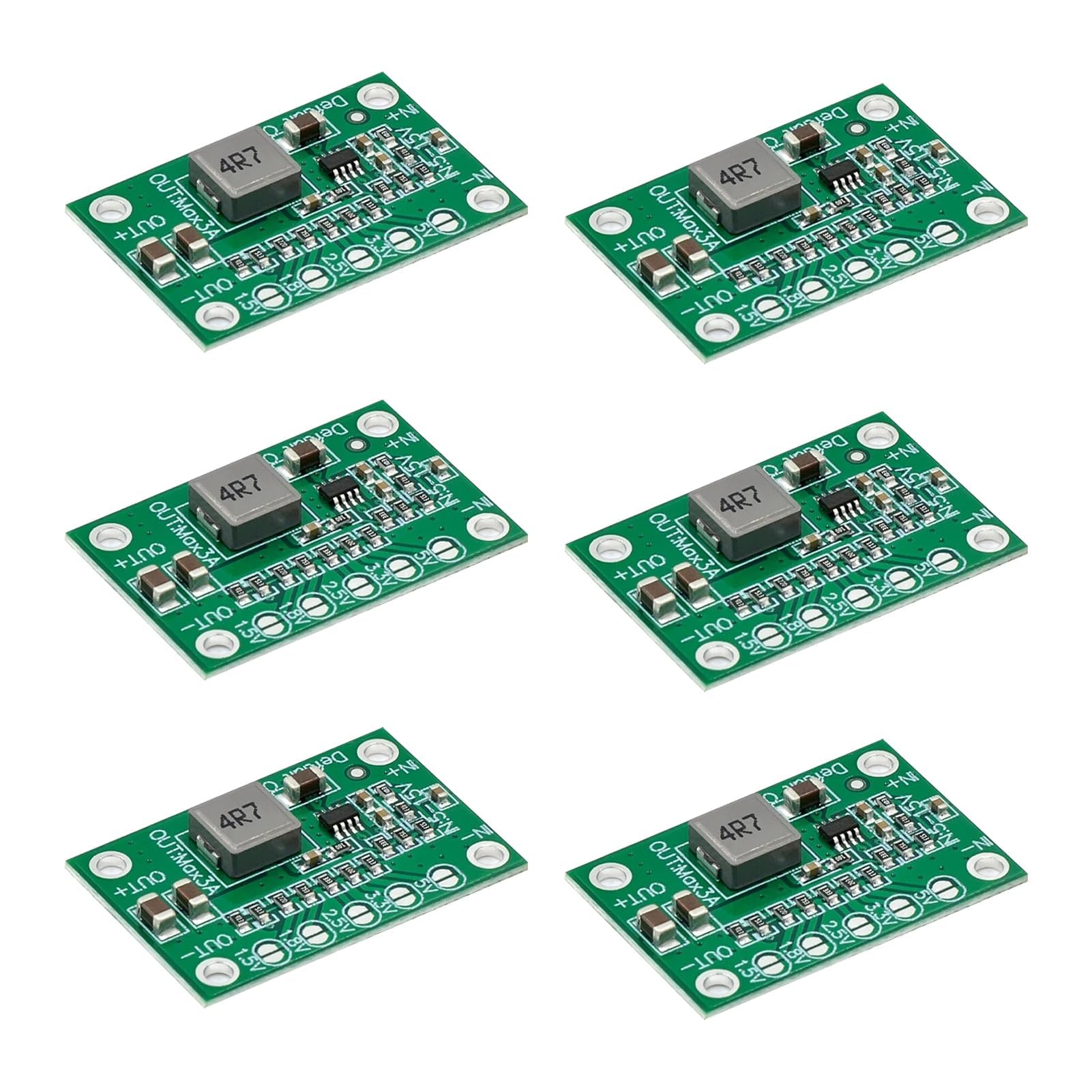 6 Pezzi Modulo Alimentazione Regolabile, Convertitore di Tensione DC-DC Step Down 5-16V a 1.25V/1.5V/1.8V/2.5V/3.3V/5V 3A, Scheda Step Down Regolabile per Progetti Fai da Te e Elettronica