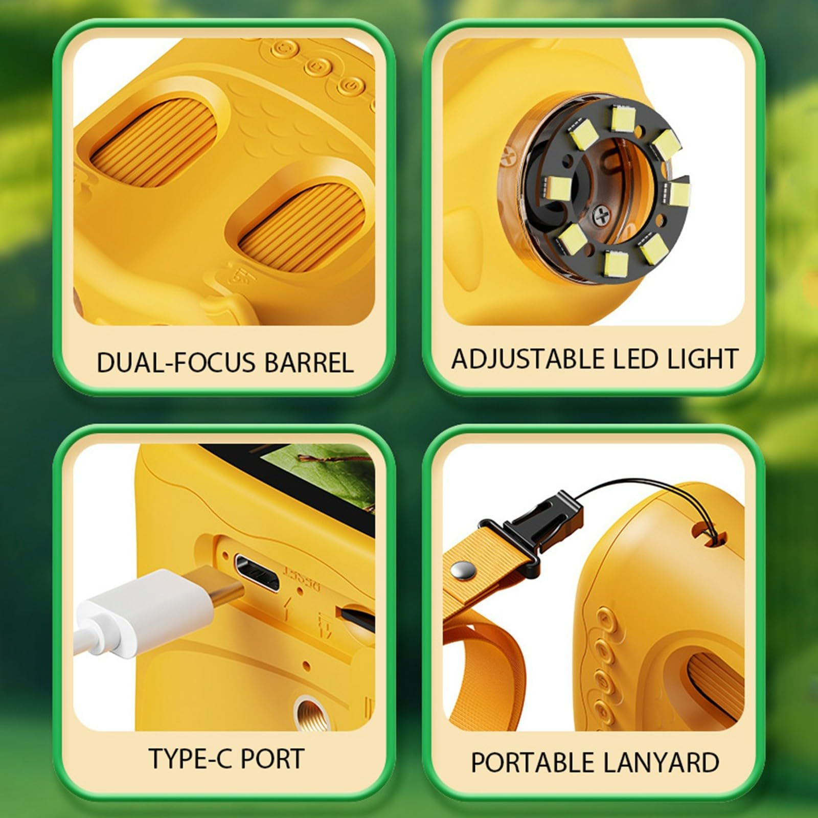 Genérico Juguete Interactivo Telescopio Binocular portátil 2 en 1 para niños con Aumento de 1000x para observación biológica. Producto de Borde. (Yellow, 13. 3x13. 3x5. 3cm)