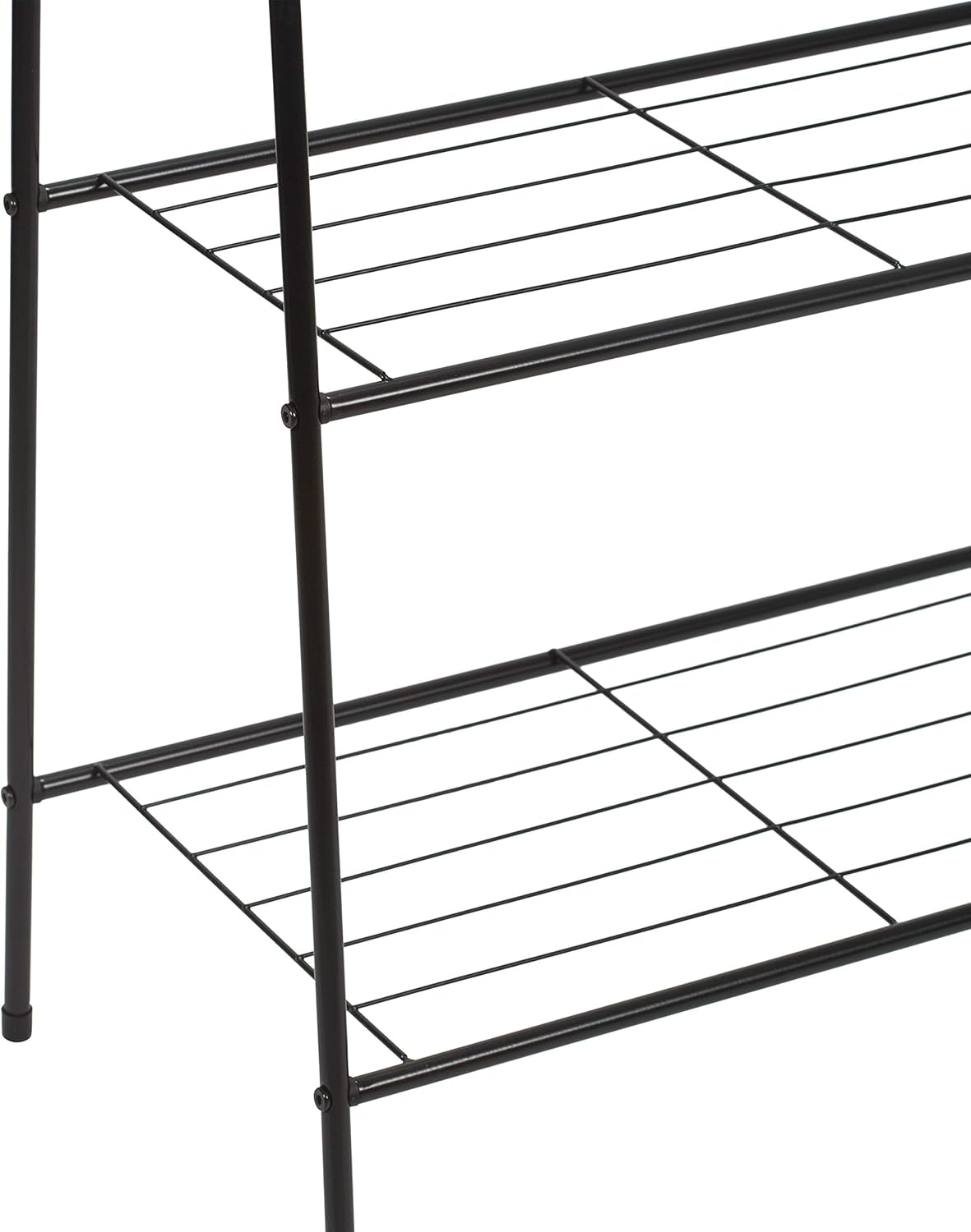 Black Metal Freestanding Clothing Rack with Shelves and Hooks