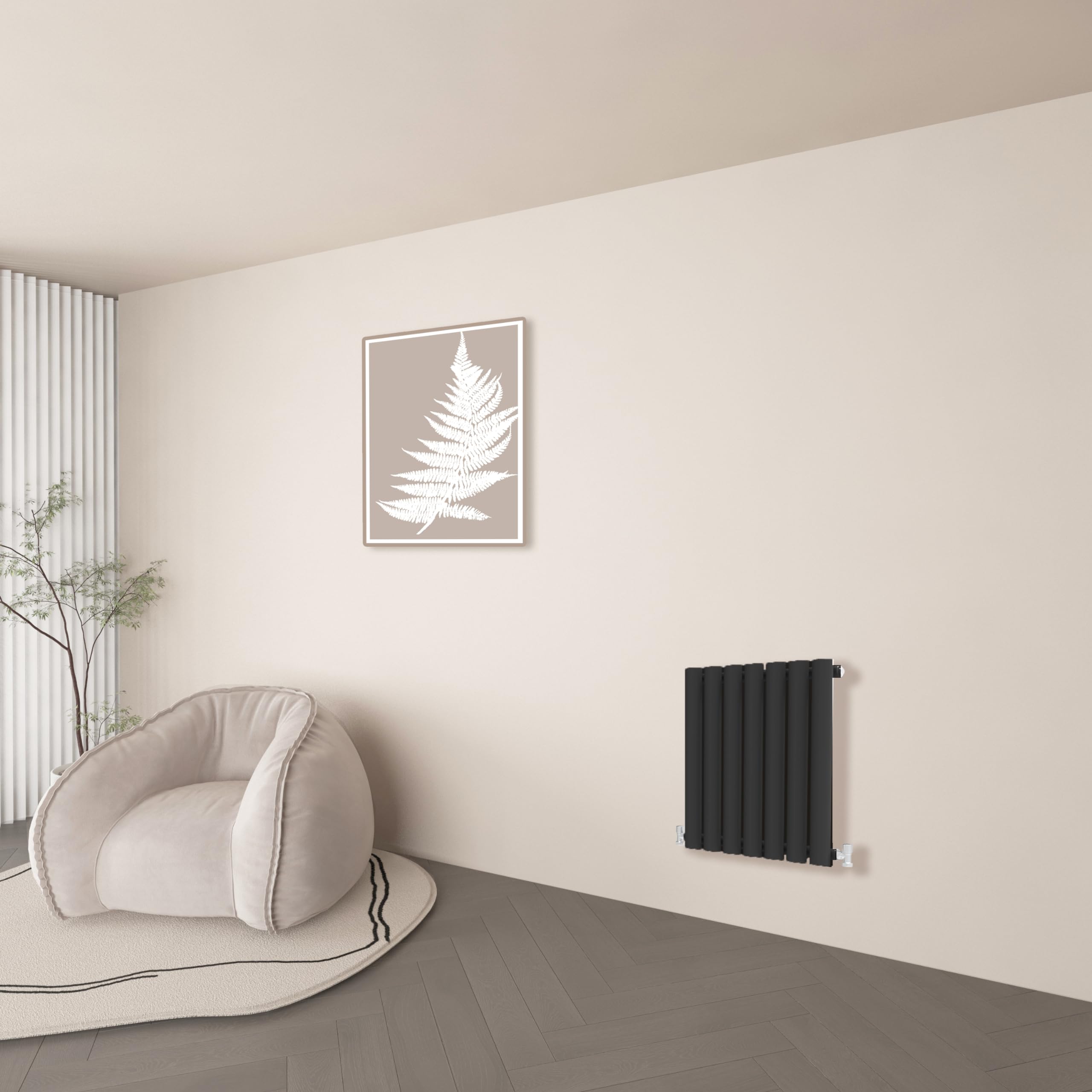 Sky Bathroom Black 600X413mm Oval Radiator Horizontal Vertical Designer Central Heating Rads