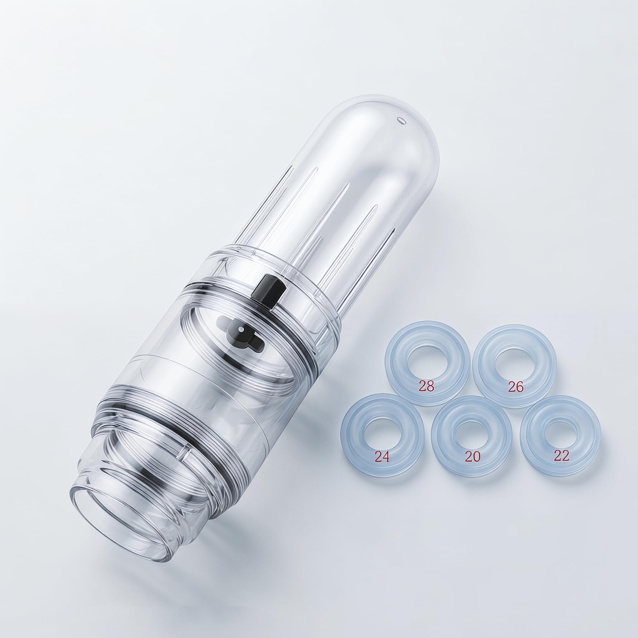 Pompe à Pénis Manuelle avec 5 Anneaux en Silicone – Vakuumpumpe pour Hommes, Stimulation de l’Érection et Allongement
