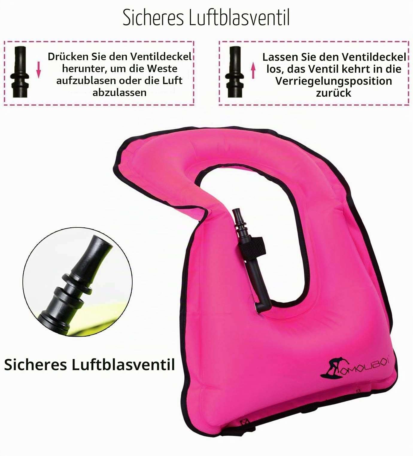 Aufblasbare Schnorchelweste, Option Sommerstrand, Unisex, Geeignet für Viele Wassersportarten, 66-220 lbs