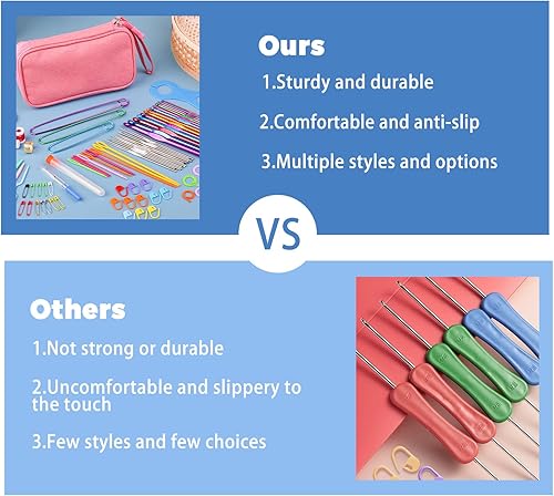 Miniatura 5 de IMZAY Juego de 120 ganchos de ganchillo para principiantes, kit completo de ganchillo con estuche, aguja de tejer ergonómica, marcadores de puntada,