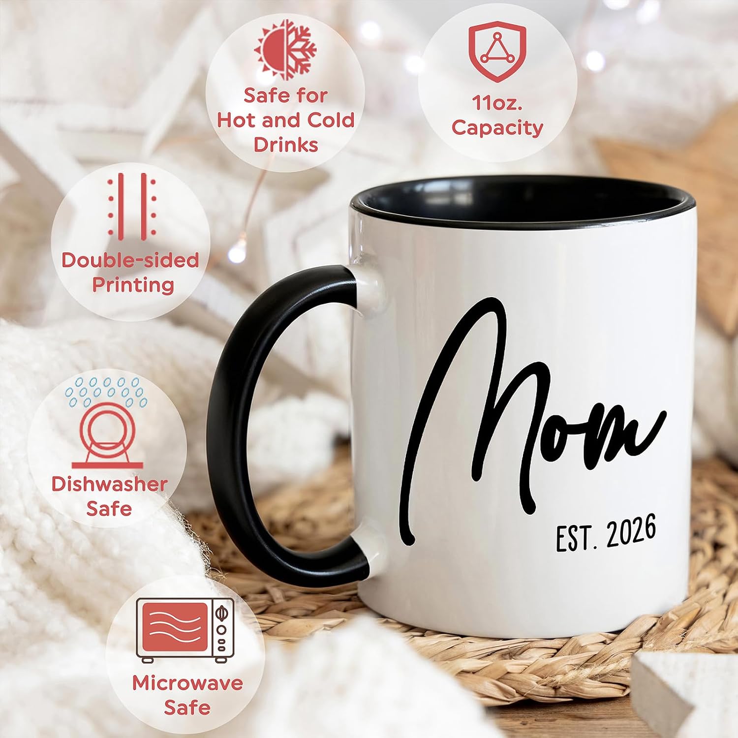 Breezy Valley Mom EST 2026 Mug, Pregnancy Announcement Mug for Expecting Mother, Mom to Be Coffee Cup, First Pregnancy Gift, 11oz image 2