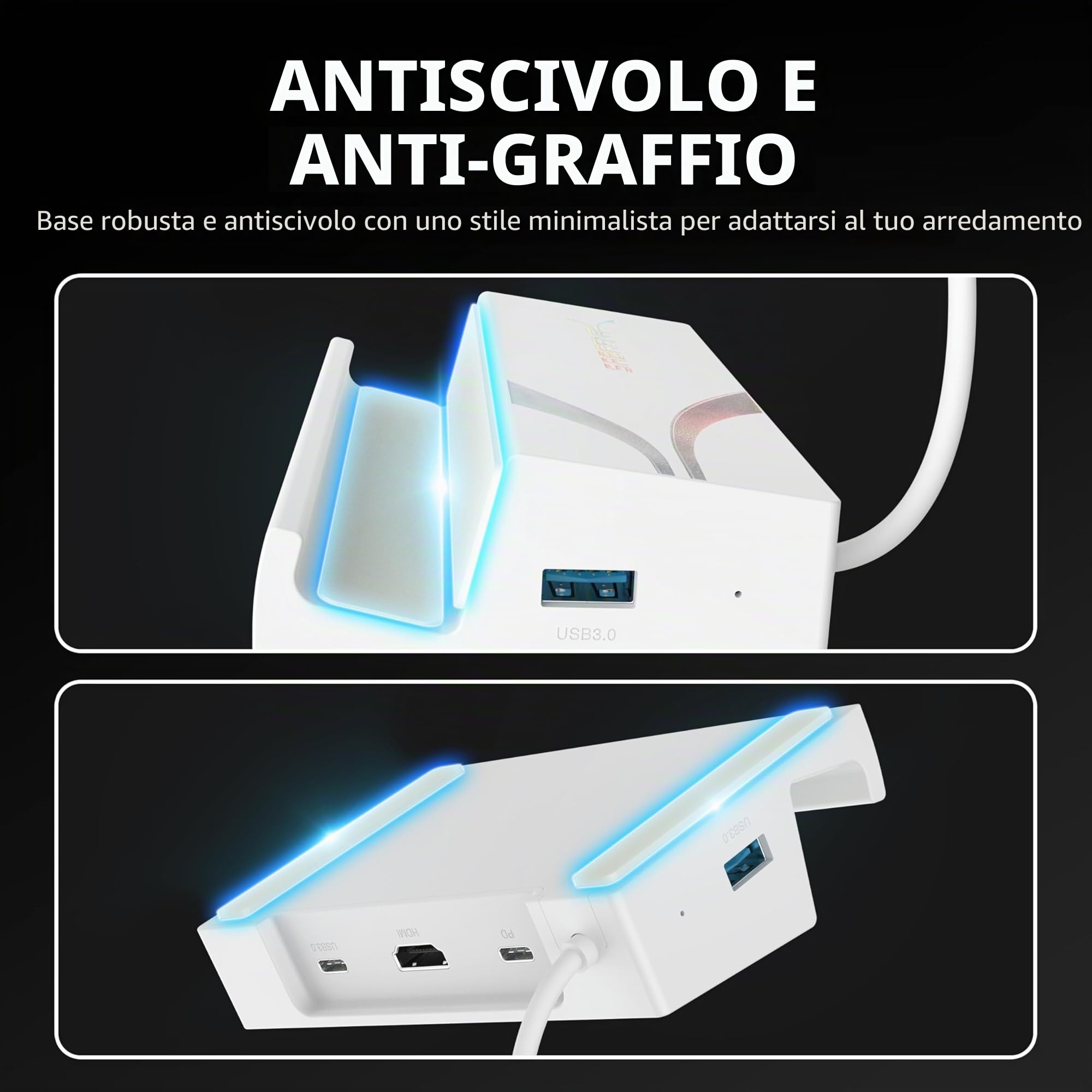 SABRENT Docking Station per Asus ROG Ally, 6 porte USB Type-C, HDMI 4K@60Hz, porte USB 5Gbps, Power Delivery, design compatto per giochi (DS-RA6P)
